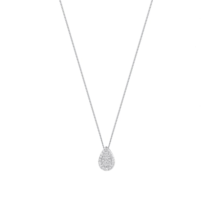 Goldsmiths 18 Carat White Gold 0.50 Carat Total Weight Pear Cluster Pendant