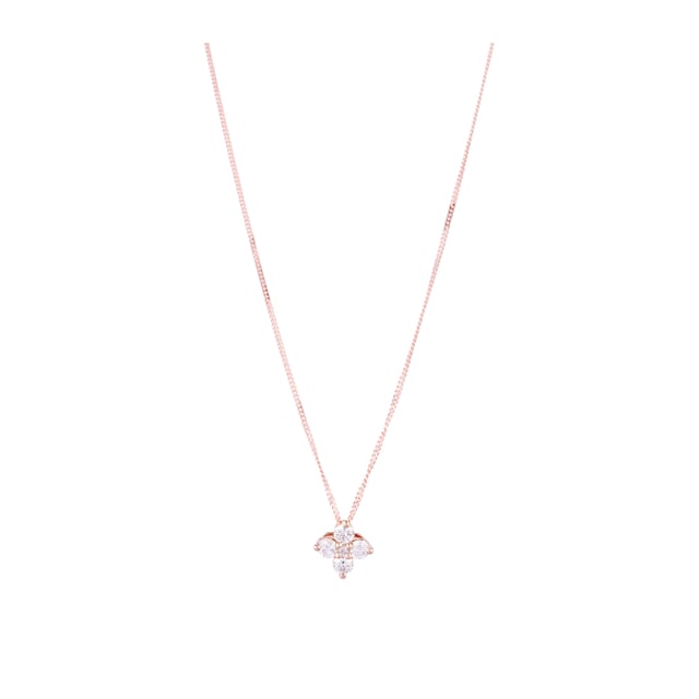 Goldsmiths 9ct Rose Gold 0.20ct Diamond Flower Pendant