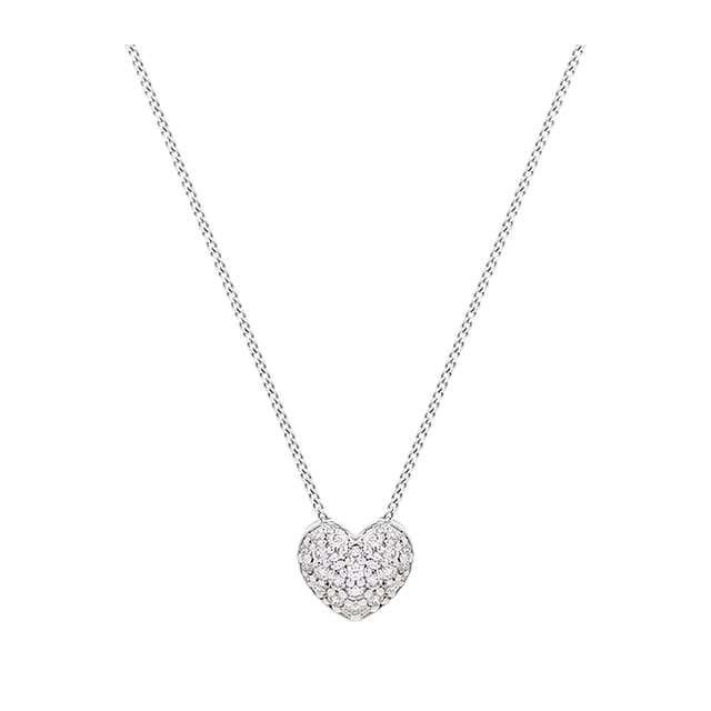 Goldsmiths 9 Carat White Gold 0.15 Carat Diamond Pave Heart Pendant