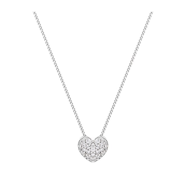 Goldsmiths 9 Carat White Gold 0.15 Carat Diamond Pave Heart Pendant