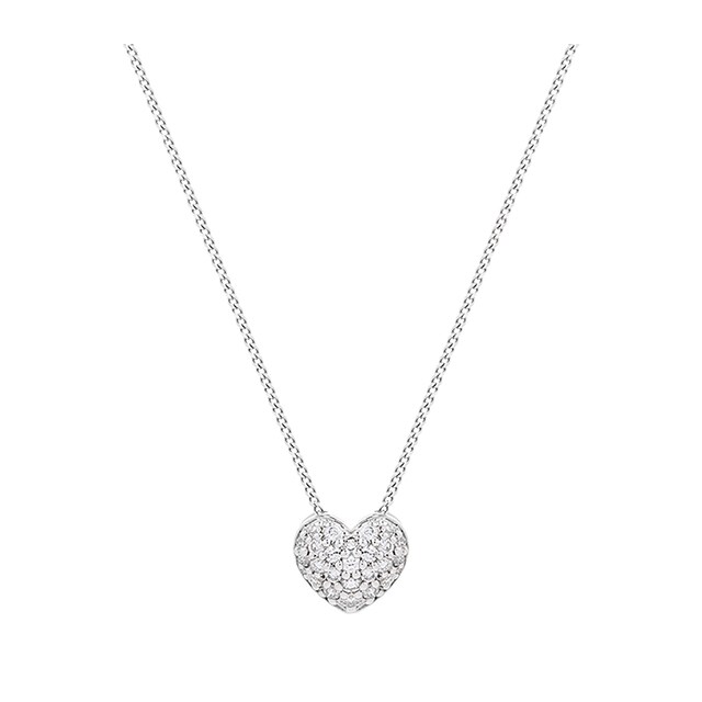 Goldsmiths 9 Carat White Gold 0.15 Carat Diamond Pave Heart Pendant