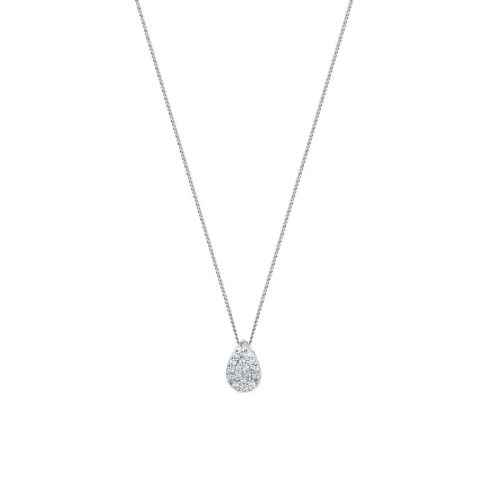 Goldsmiths 9 Carat White Gold 0.25 Carat Total Weight Pear Cluster Pendant