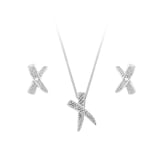 Goldsmiths 9ct White Gold Diamond Cross Pendant & Earrings Set