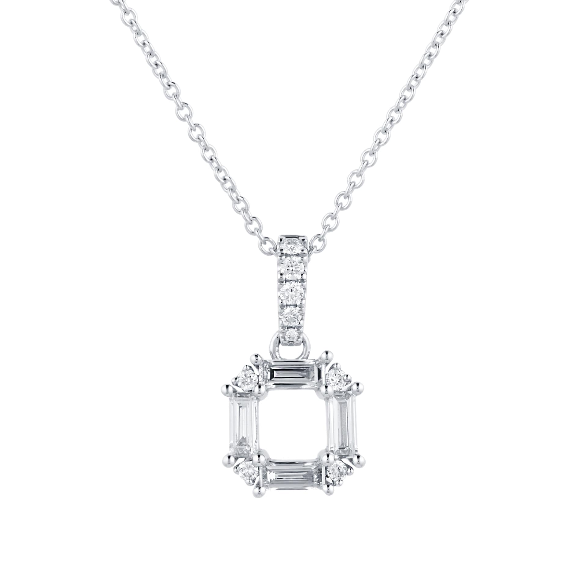 Mappin & Webb Renee 18ct White Gold 0.37cttw Diamond Open Square Pendant