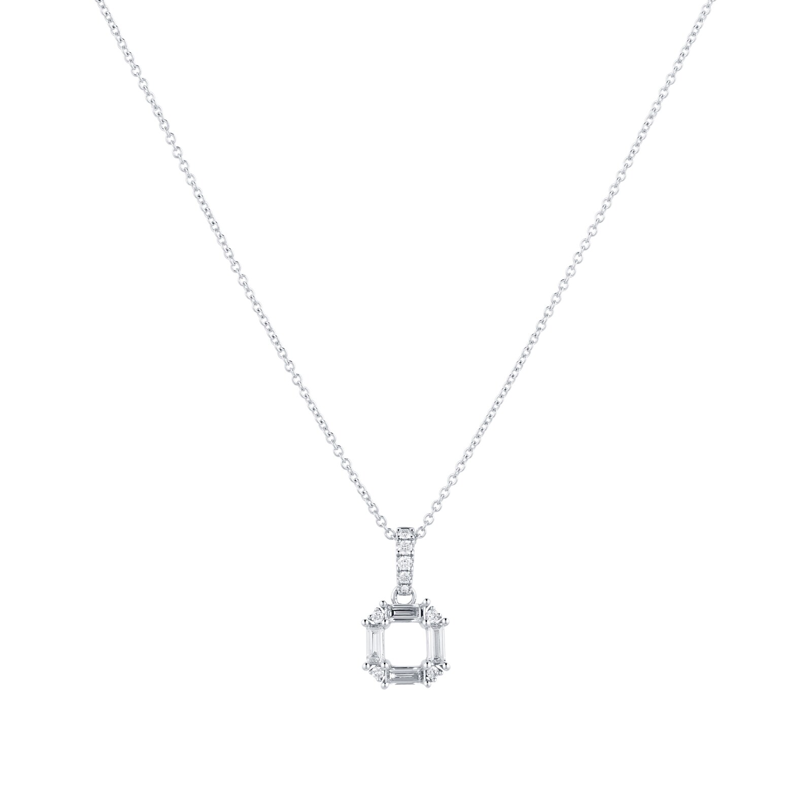 Mappin & Webb Renee 18ct White Gold 0.37cttw Diamond Open Square Pendant