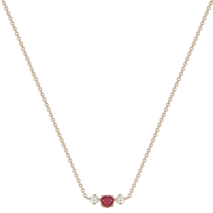 Mappin & Webb Carrington 18ct Yellow Gold Ruby & Diamond Single Cluster Necklace