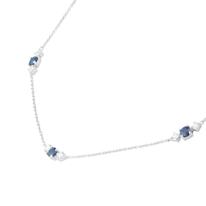 Mappin & Webb Carrington 18 White Gold Sapphire & Diamond 5 Cluster Necklace