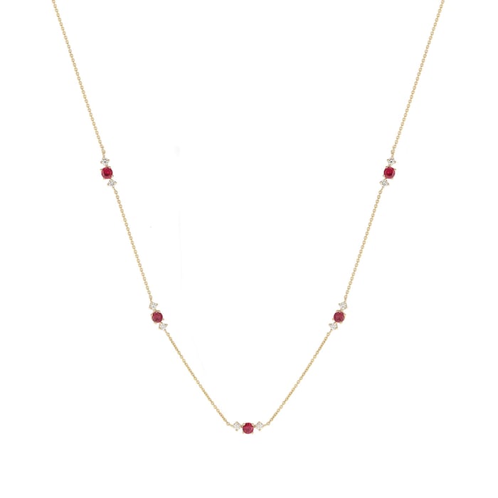 Mappin & Webb Carrington 18 Yellow Gold Ruby & Diamond 5 Cluster Necklace