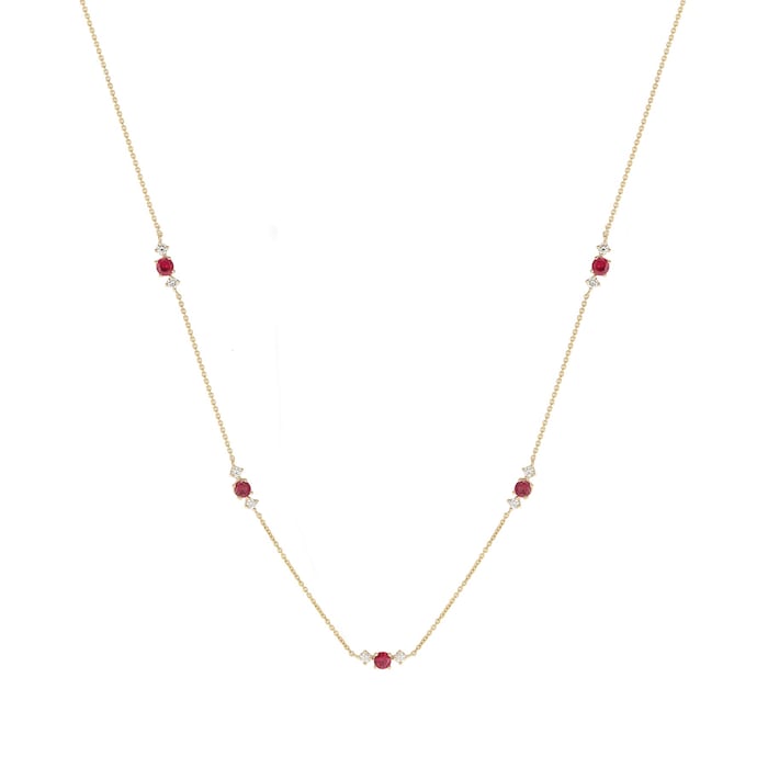 Mappin & Webb Carrington 18 Yellow Gold Ruby & Diamond 5 Cluster Necklace