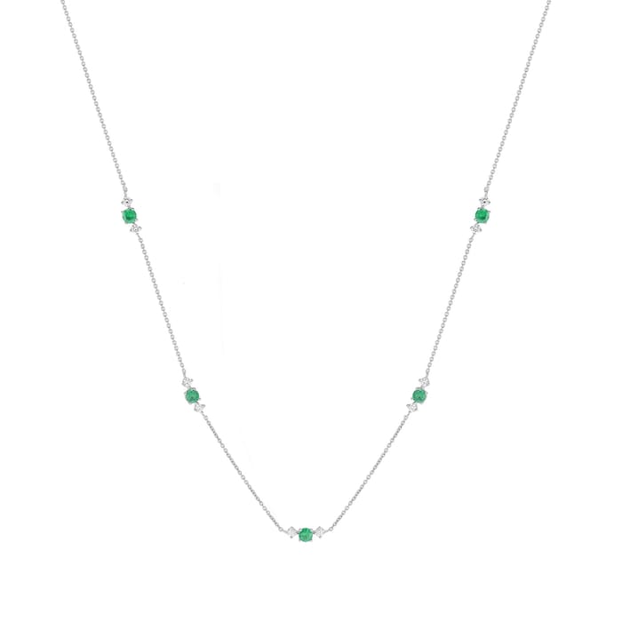 Mappin & Webb Carrington 18 White Gold Emerald & Diamond 5 Cluster Necklace