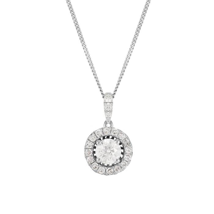 Goldsmiths 18ct White Gold 0.33ct Diamond Halo Pendant