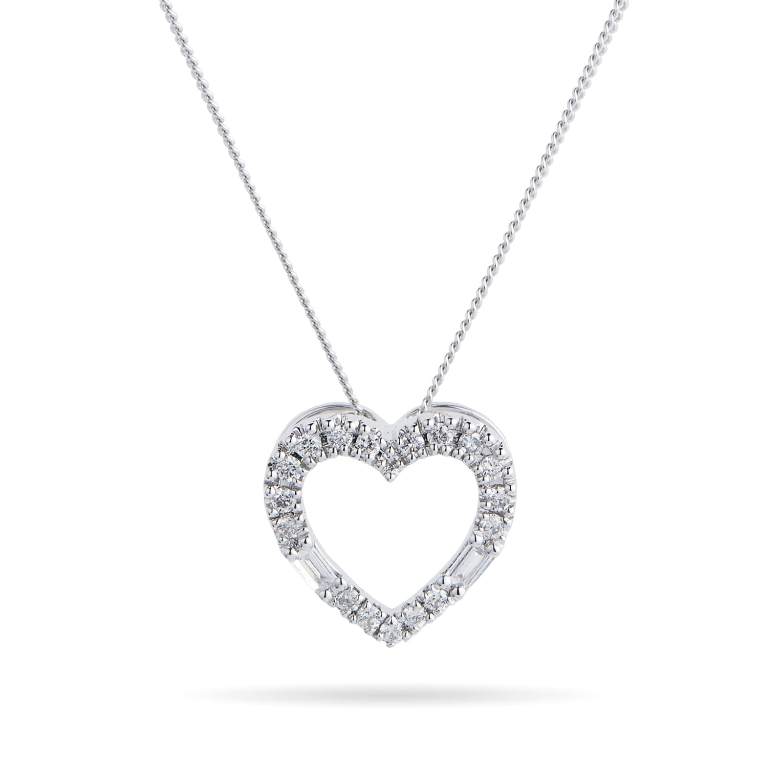Goldsmiths 9ct White Gold 0.15cttw Mixed Diamond Heart Pendant