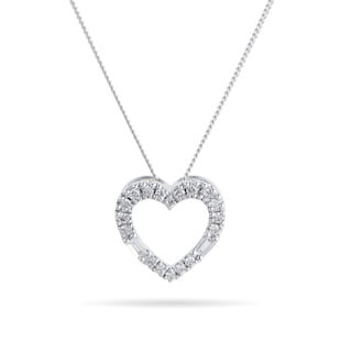 Goldsmiths 9ct White Gold 0.15cttw Mixed Diamond Heart Pendant