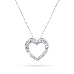 12143169 - 9ct White Gold 0.15cttw Mixed Diamond Heart Pendant