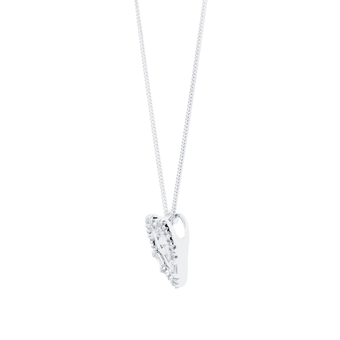 Goldsmiths 9ct White Gold 0.15cttw Mixed Diamond Heart Pendant