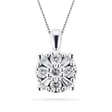 Goldsmiths 9ct White Gold 0.35ct Mixed Stone Cluster Pendant