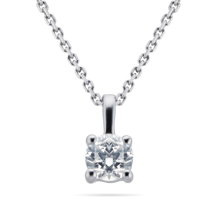 Goldsmiths 9ct White Gold 0.20ct 4 Claw Diamond Pendant