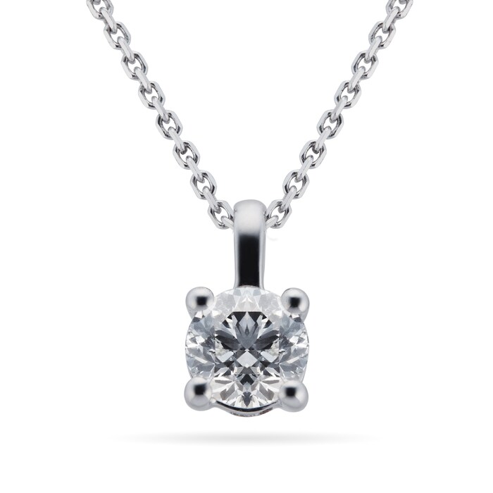 Goldsmiths 9ct White Gold 0.30ct 4 Claw Diamond Pendant