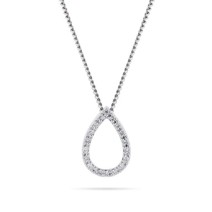 Goldsmiths 9ct White Gold 0.15ct Diamond Pear Cut Pendant