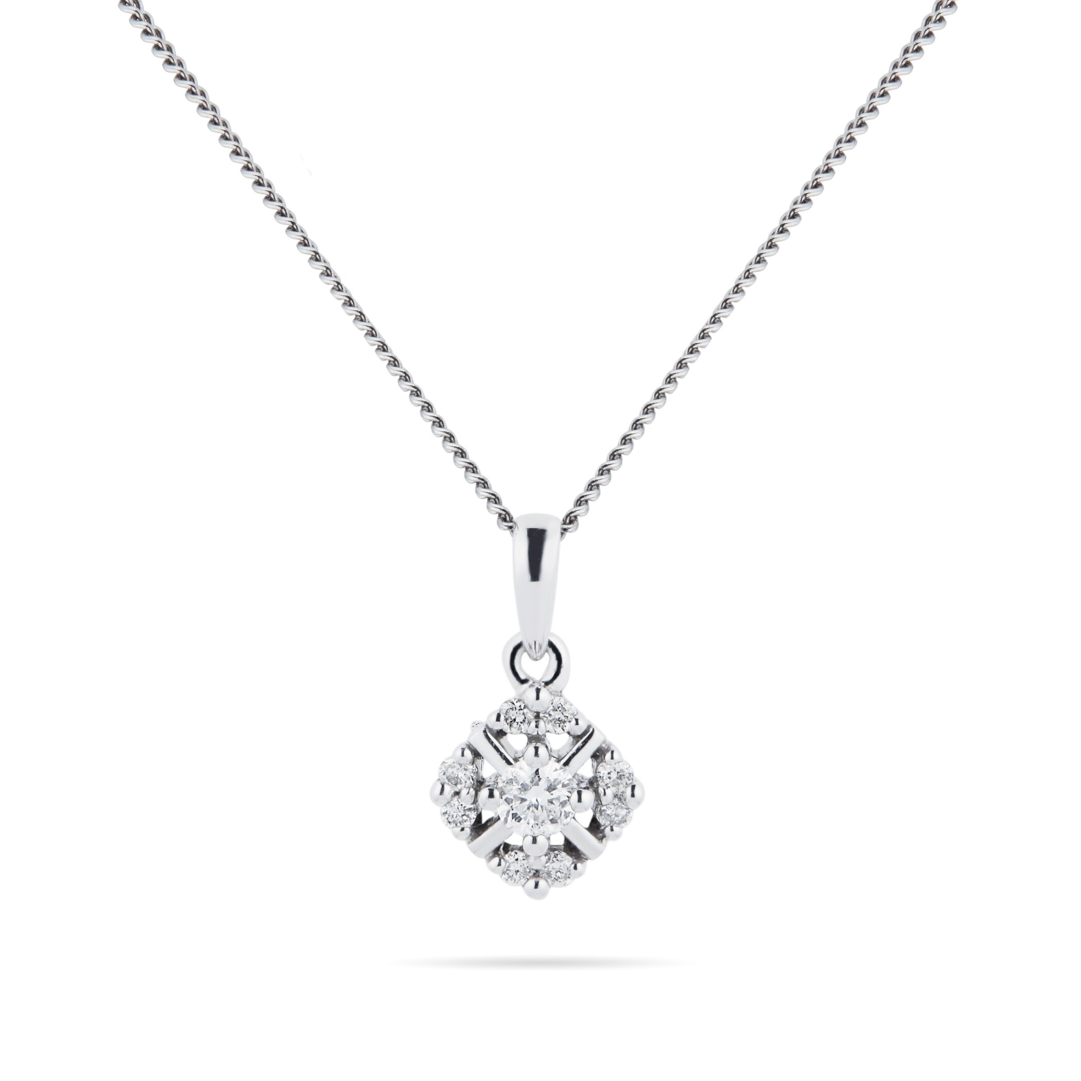 Goldsmiths 9ct White Gold 0.10cttw Diamond Floral Pendant