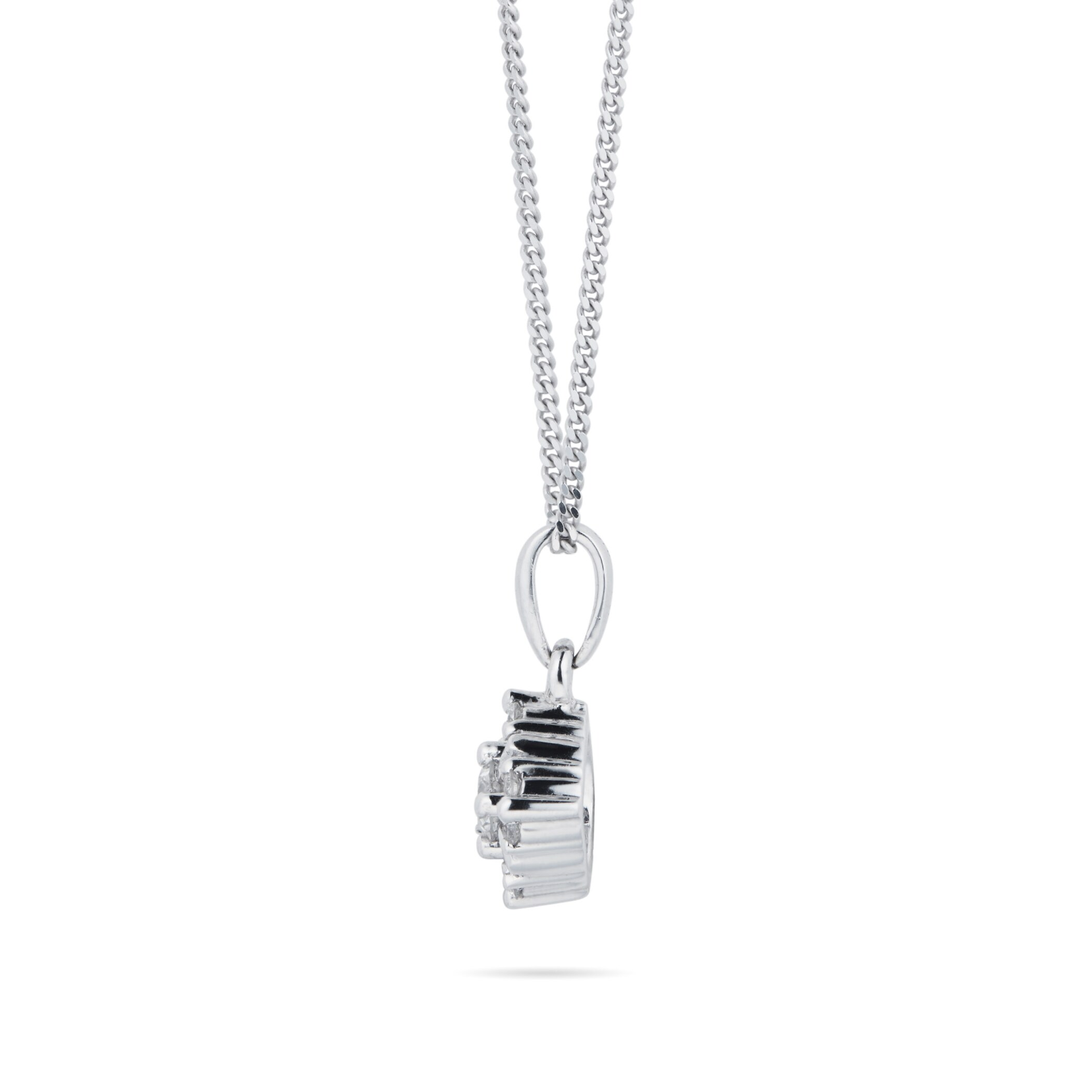 Goldsmiths 9ct White Gold 0.10cttw Diamond Floral Pendant