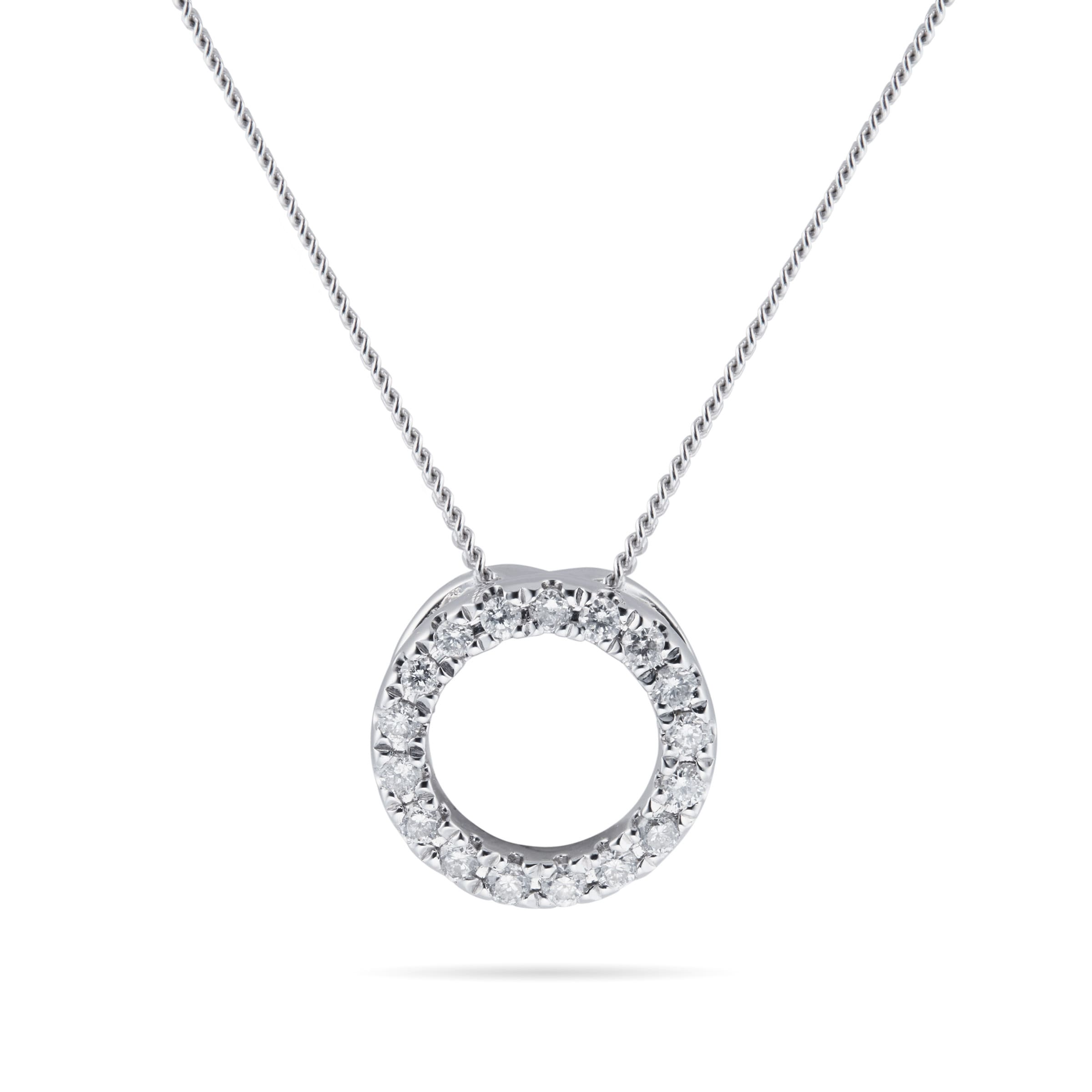 circle necklace with diamond in the middle