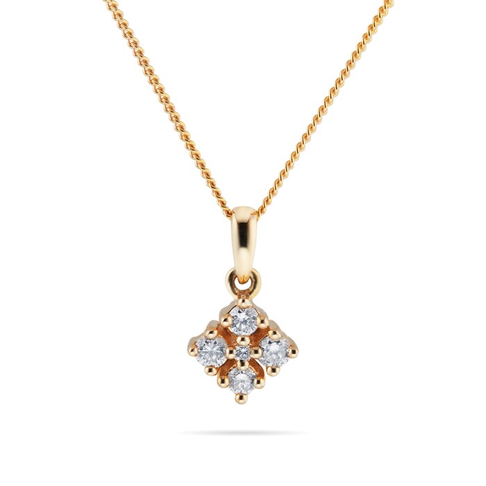 Goldsmiths 9ct Yellow Gold 0.10ct Diamond Shaped Pendant