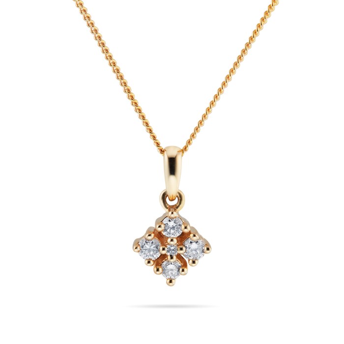 Goldsmiths 9ct Yellow Gold 0.10ct Diamond Shaped Pendant