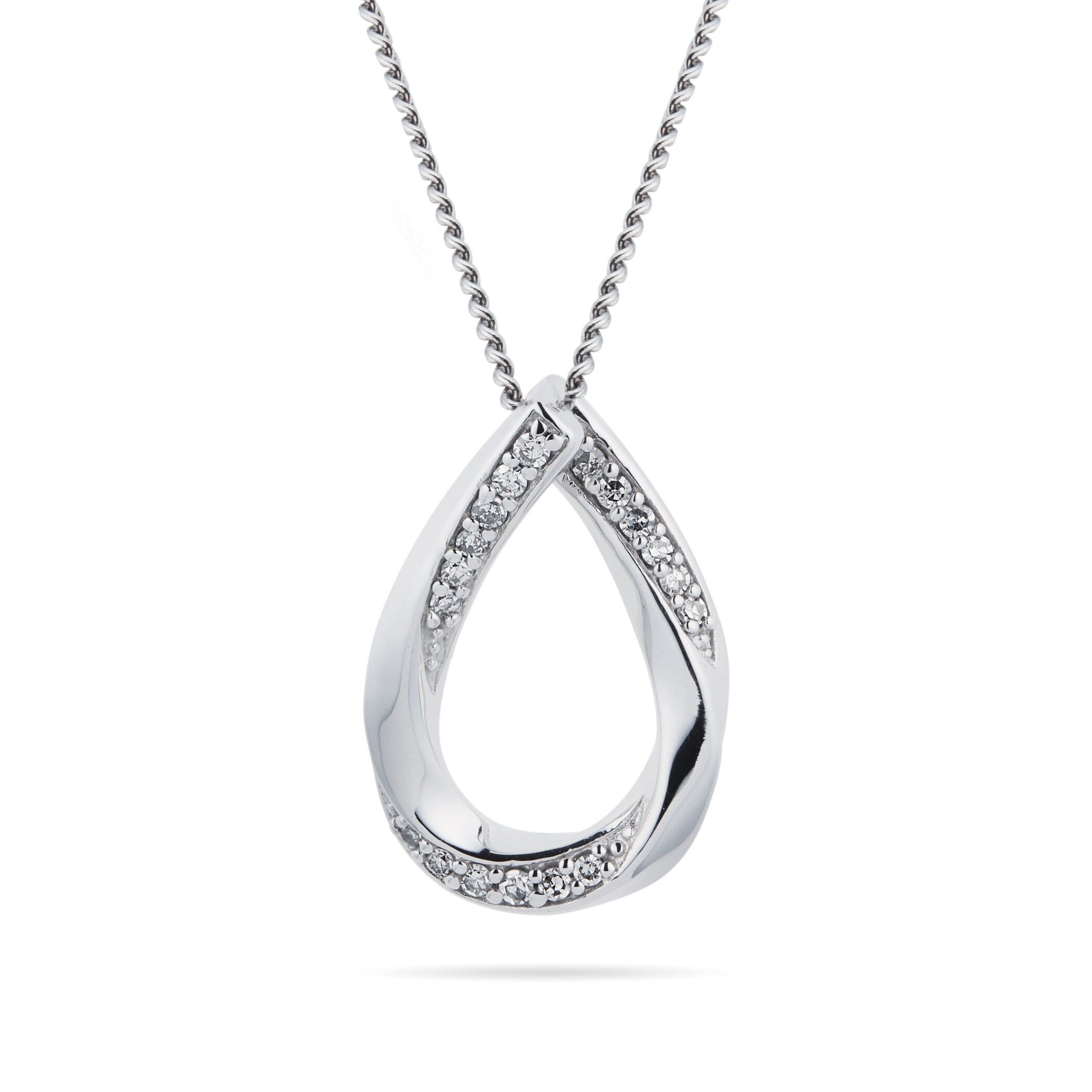 Goldsmiths 9ct White Gold Open Pear Shaped Pendant