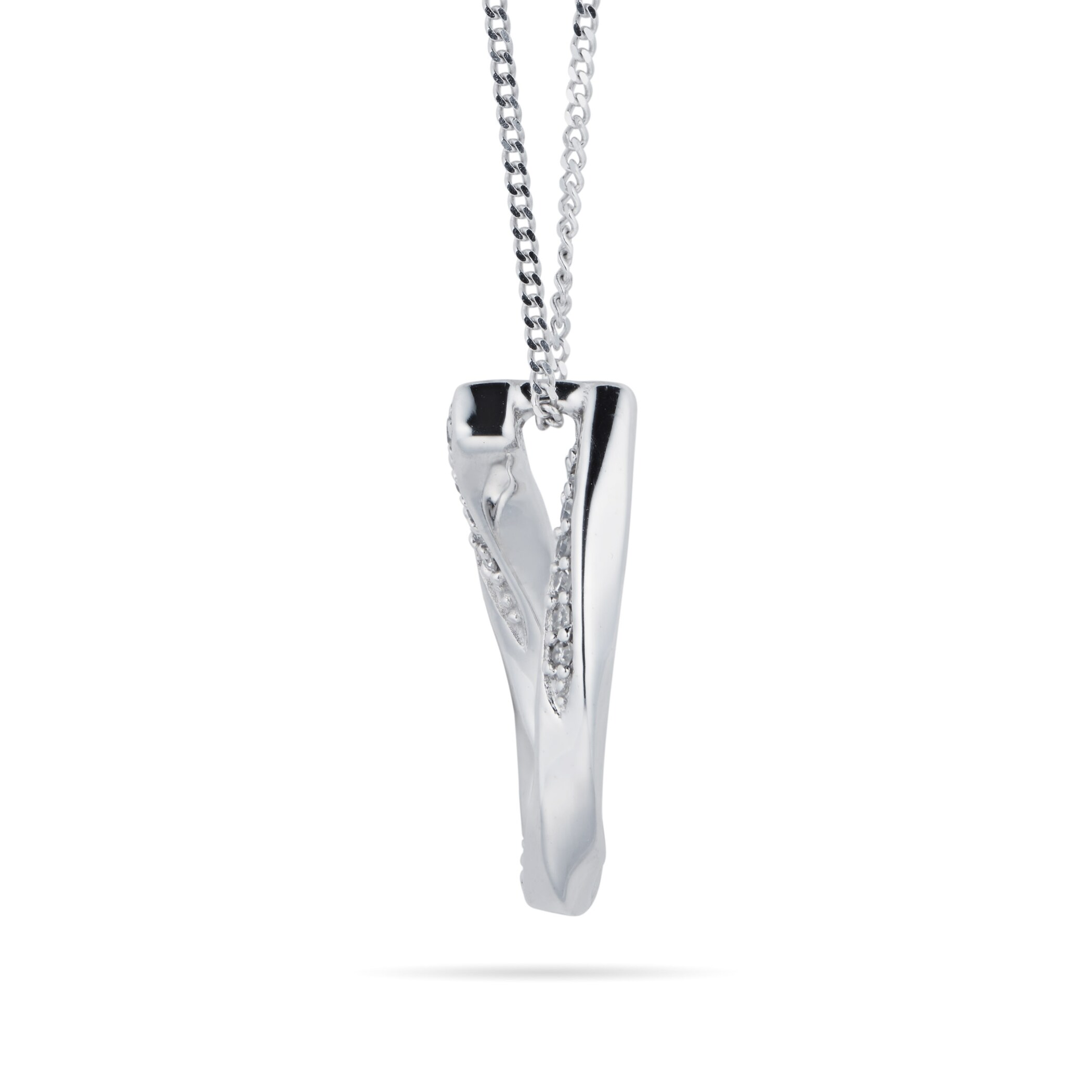 Goldsmiths 9ct White Gold Open Pear Shaped Pendant