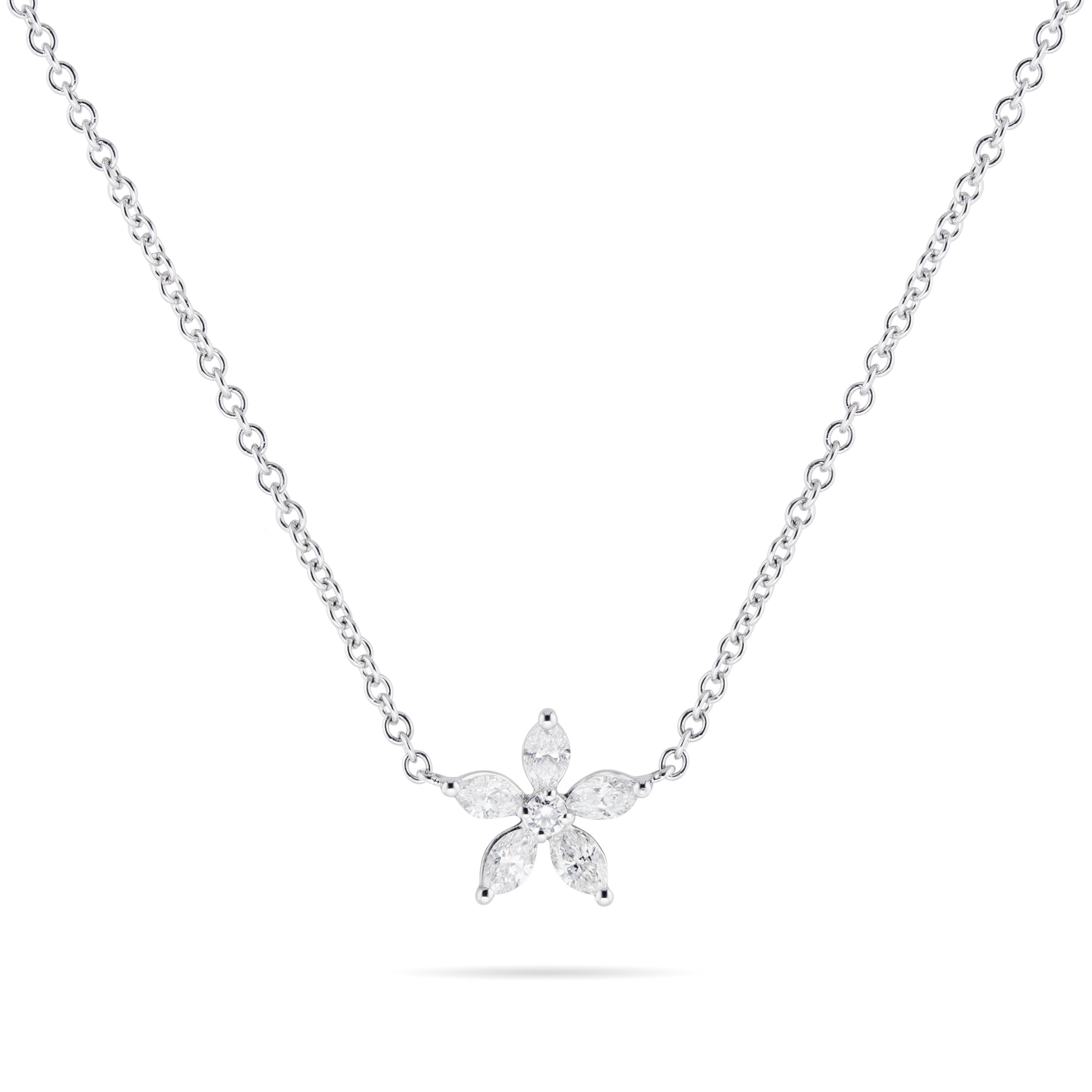 Mappin & Webb Fortune 18ct White Gold Marquise Flower Pendant NAEB ...