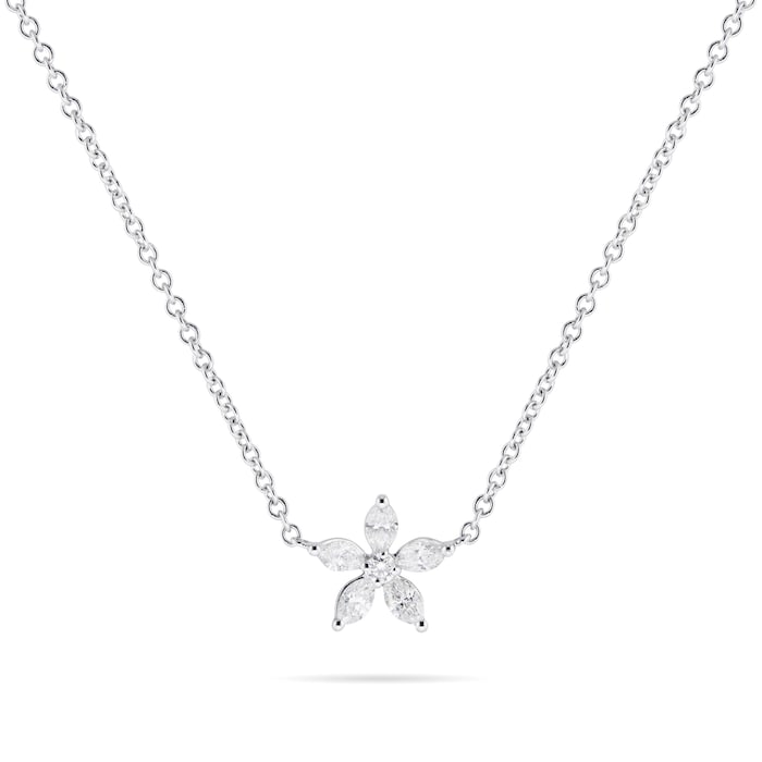 Mappin & Webb Fortune 18ct White Gold Marquise Flower Pendant