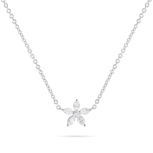 Mappin & Webb Fortune 18ct White Gold Marquise Flower Pendant