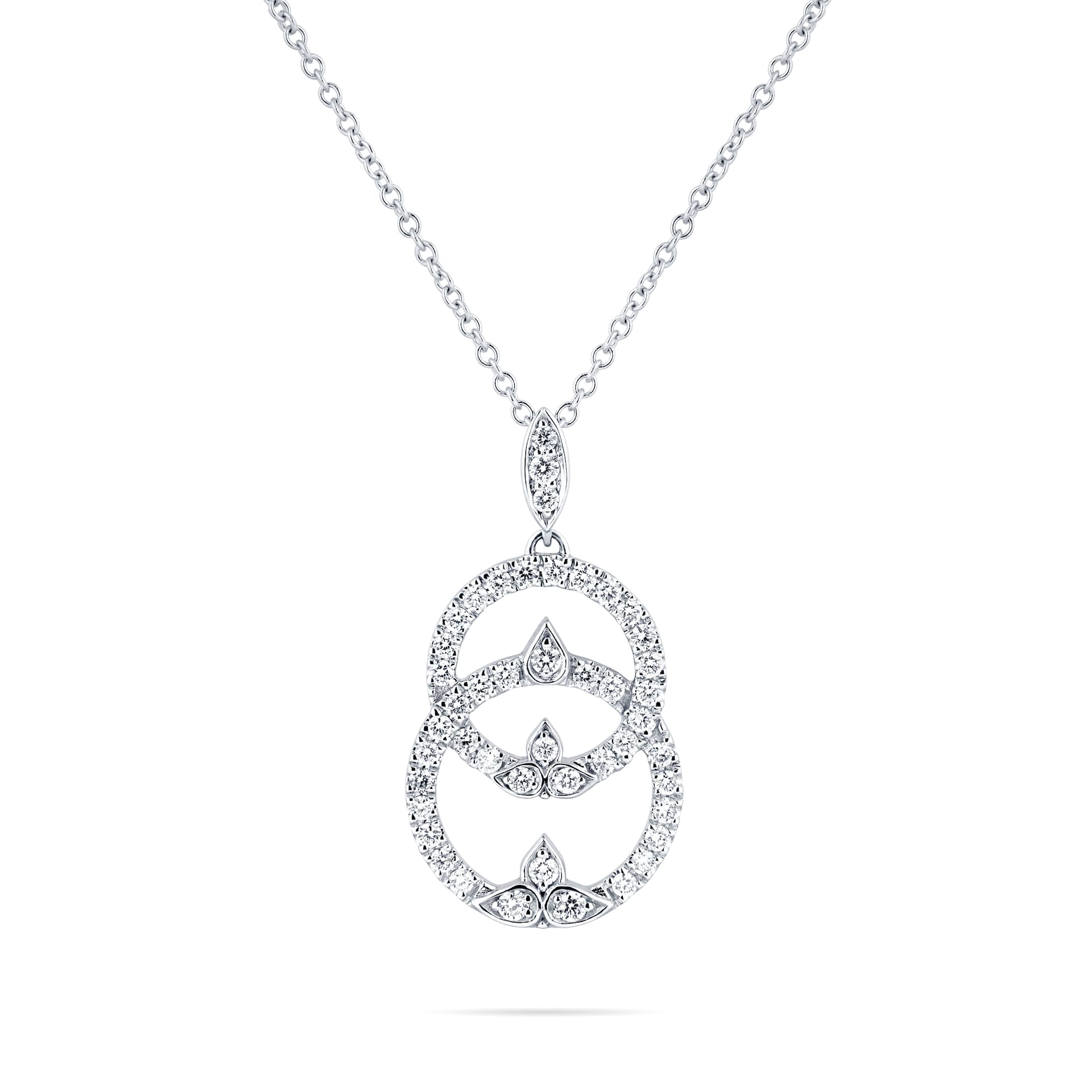 Mappin & Webb Empress 18ct White Gold 0.42ct Double Circle Diamond Pendant