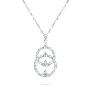 Mappin & Webb Empress 18ct White Gold 0.42ct Double Circle Diamond Pendant