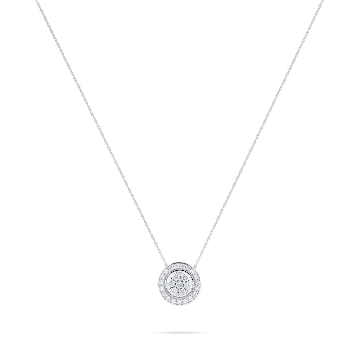 Goldsmiths 9ct White Gold Circle 0.45cttw Diamond Pave Pendant