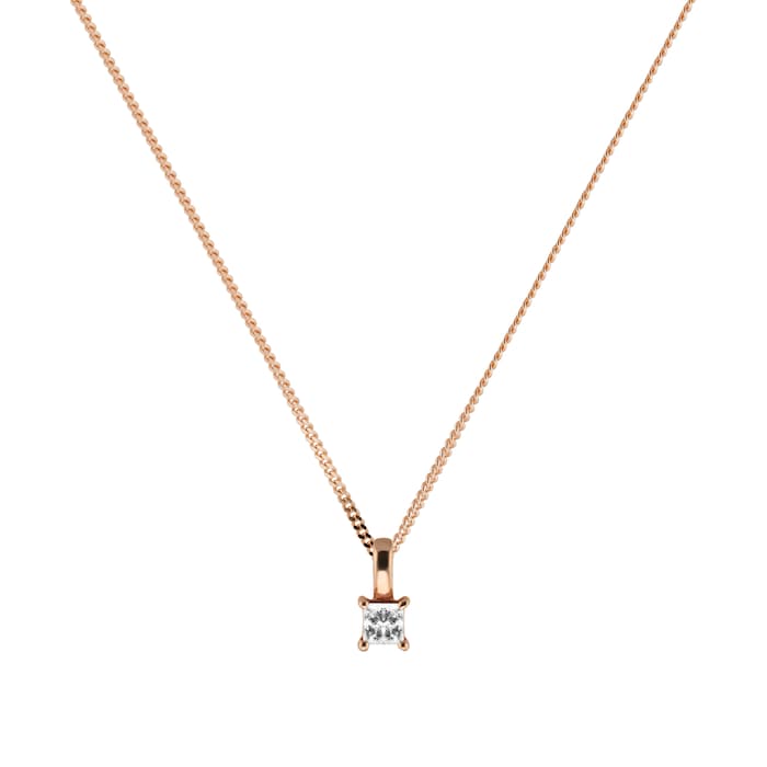 Goldsmiths 9ct Yellow Gold 0.25ct Diamond Princess Cut Pendant