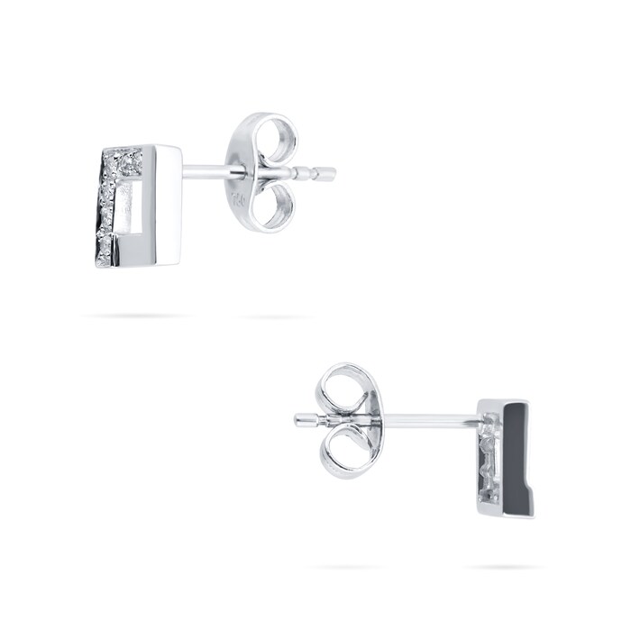 Goldsmiths 18ct White Gold Diamond Square Stud Earrings