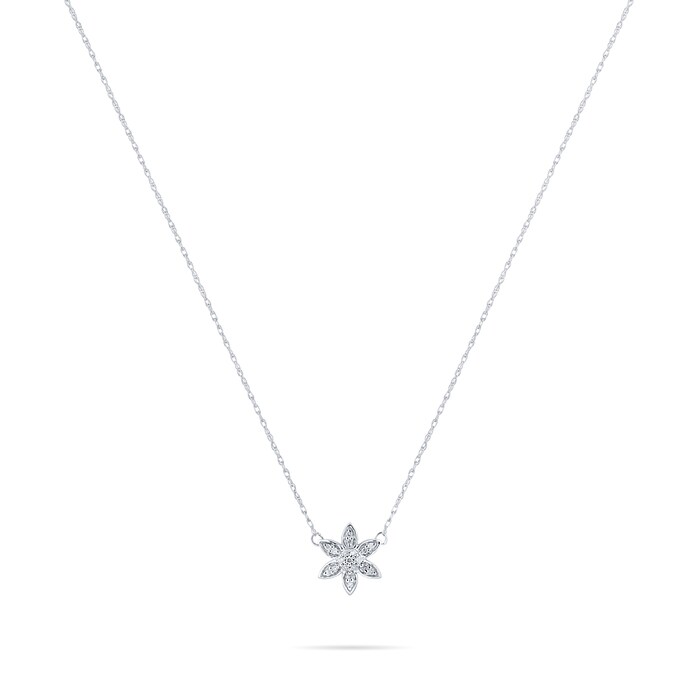 Goldsmiths Sterling Silver 0.05cttw Diamond Flower Pendant