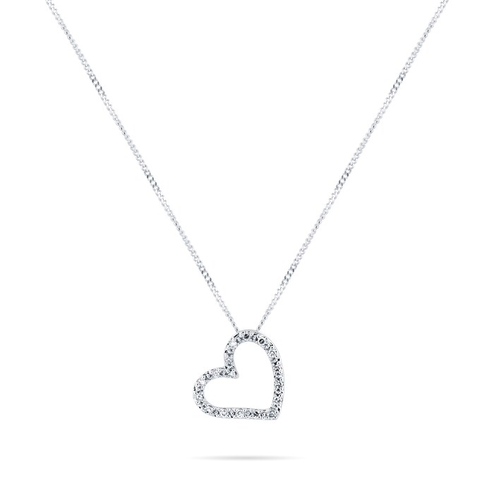 Goldsmiths 9ct White Gold 0.06cttw Diamond Heart Pendant