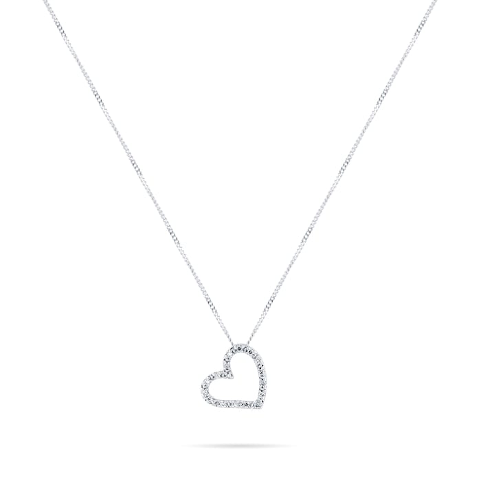 Goldsmiths 9ct White Gold 0.06cttw Diamond Heart Pendant