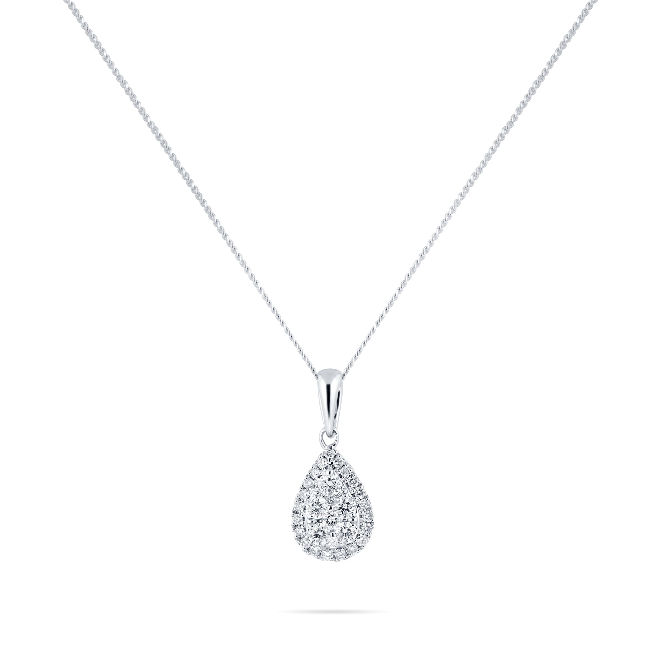 Goldsmiths 9ct White Gold 0.33ct Diamond Pear Cluster Pendant Goldsmiths 9ct White Gold 0.33ct Diamond Pear Cluster Pendant