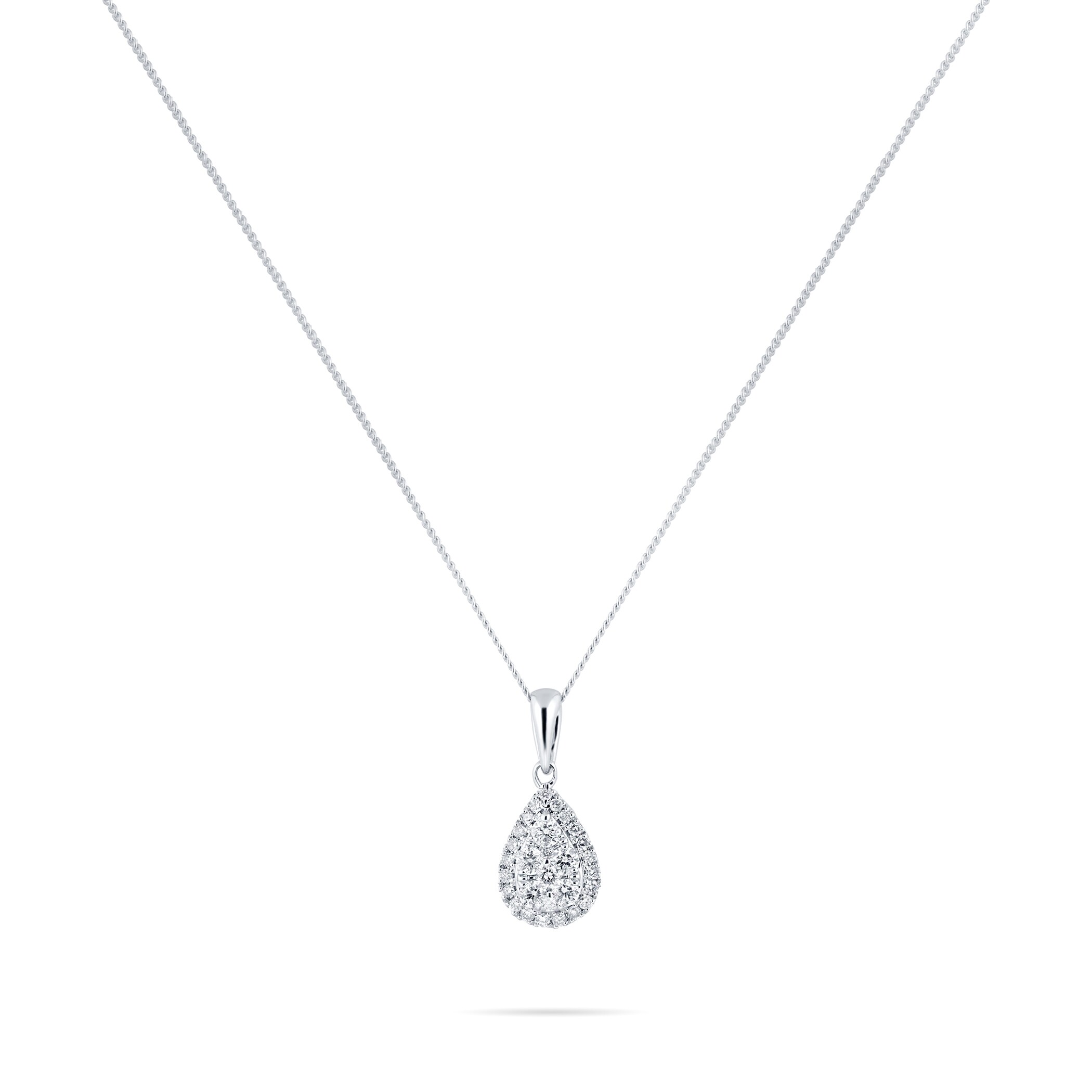 Goldsmiths 9ct White Gold 0.33ct Diamond Pear Cluster Pendant Goldsmiths 9ct White Gold 0.33ct Diamond Pear Cluster Pendant