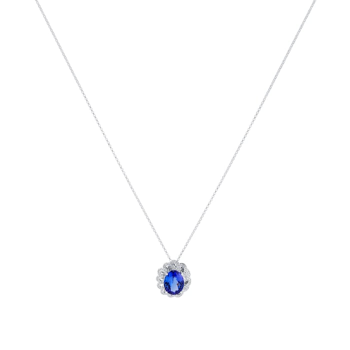 Mappin & Webb 18ct White Gold Tanzanite & Diamond Flower Pendant