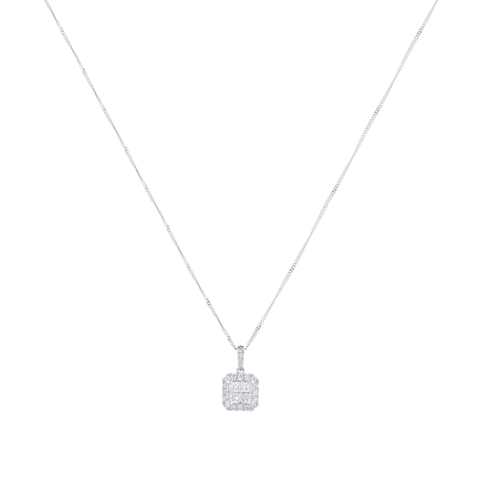 Goldsmiths 9ct White Gold 0.40cttw Invisible Set Halo Pendant