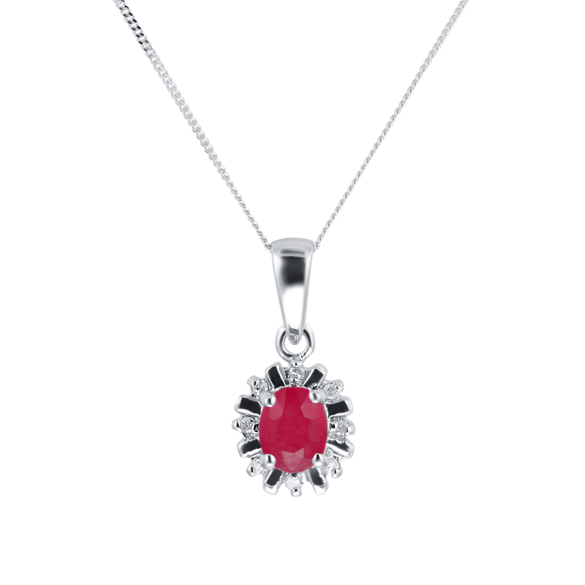 Goldsmiths 9ct White Gold Ruby & Diamond Pendant Goldsmiths 9ct White Gold Ruby & Diamond Pendant