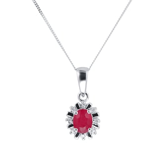 Goldsmiths 9ct White Gold Ruby & Diamond Pendant