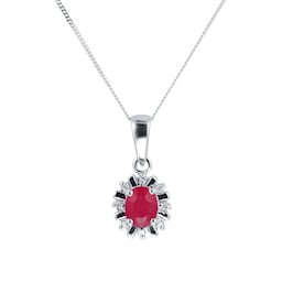 12143248 - 9ct White Gold Ruby & Diamond Pendant