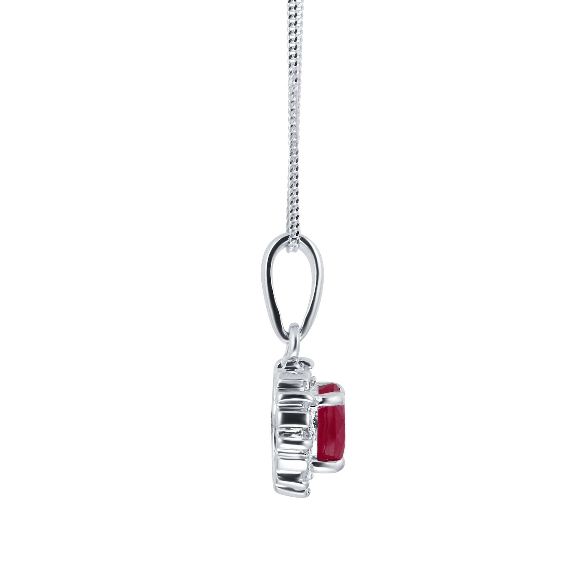 Goldsmiths 9ct White Gold Ruby & Diamond Pendant Goldsmiths 9ct White Gold Ruby & Diamond Pendant