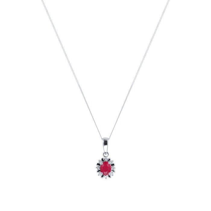 Goldsmiths 9ct White Gold Ruby & Diamond Pendant